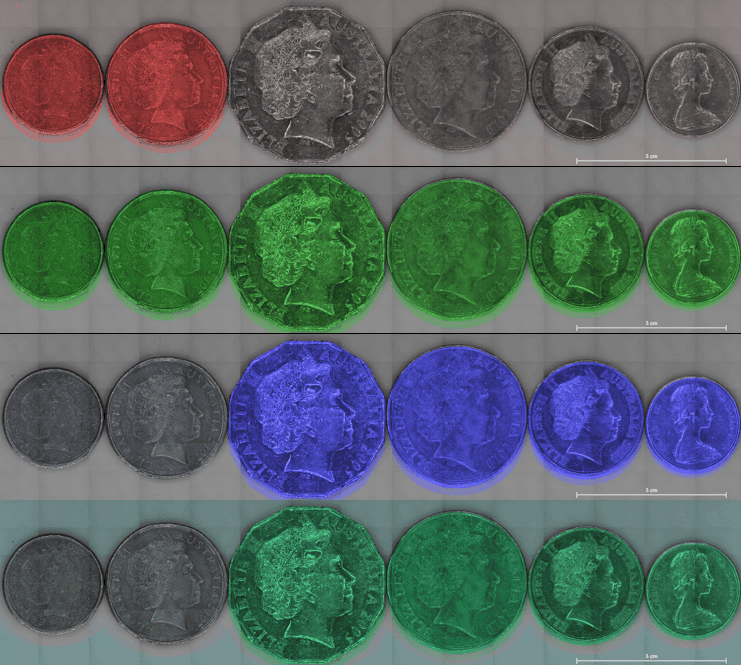 micro-XRF elemental map of coins